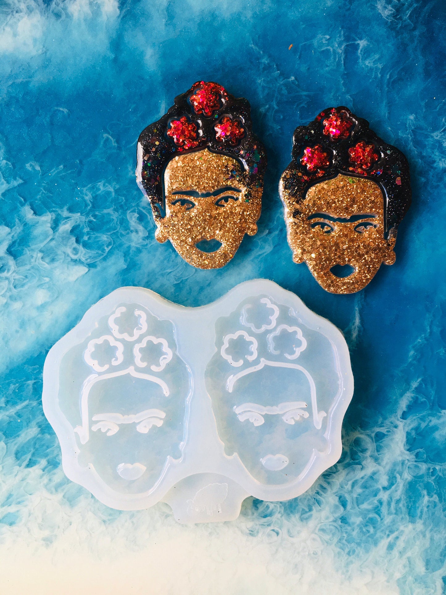 Frida Kahlo. Silicone mold for epoxy and UV resin earrings mold.