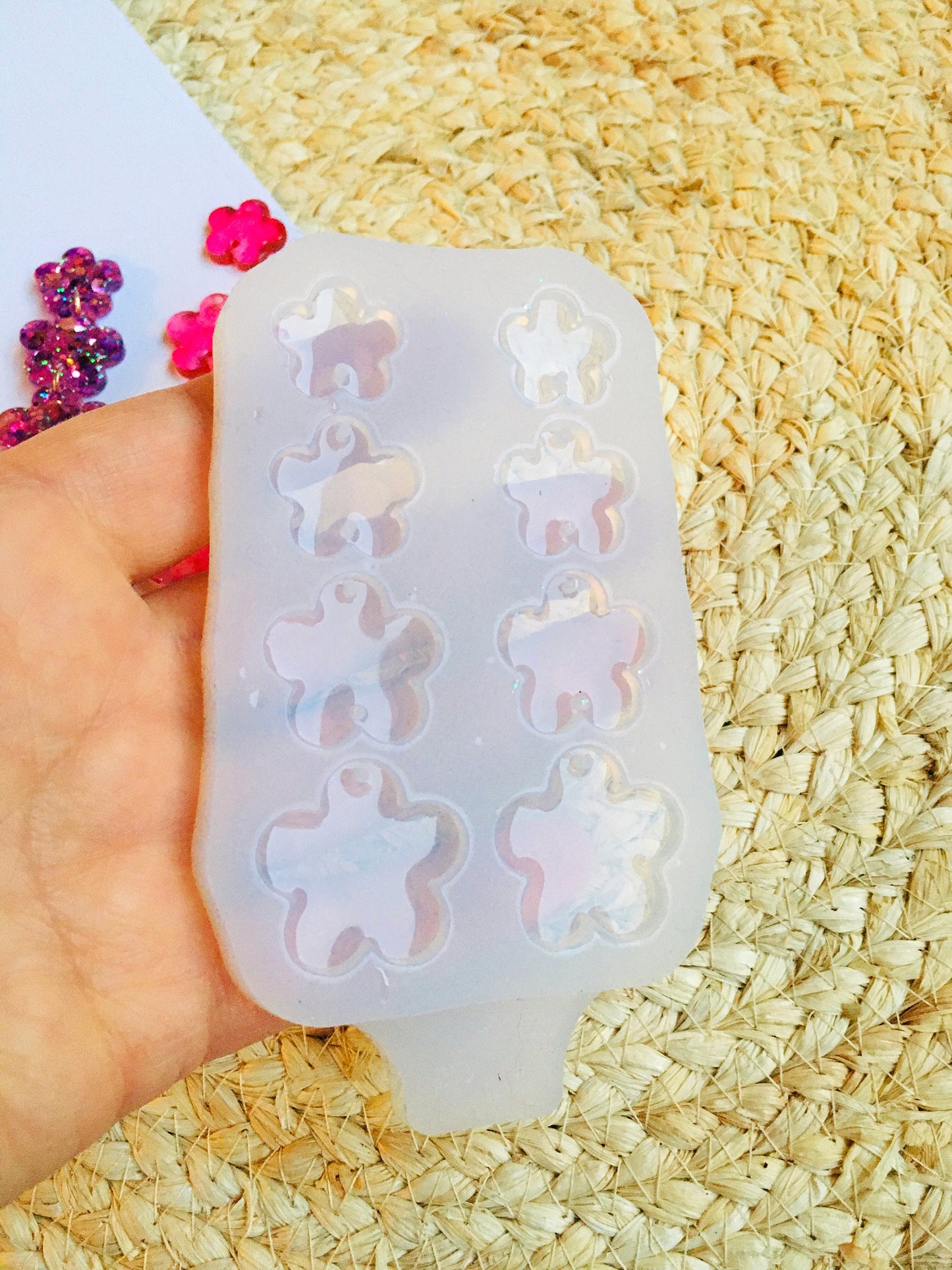 Stud earrings flowers Mold. Silicone mold for UV and epoxy resin. Flowers Earrings.Set of do-it-yourself earrings