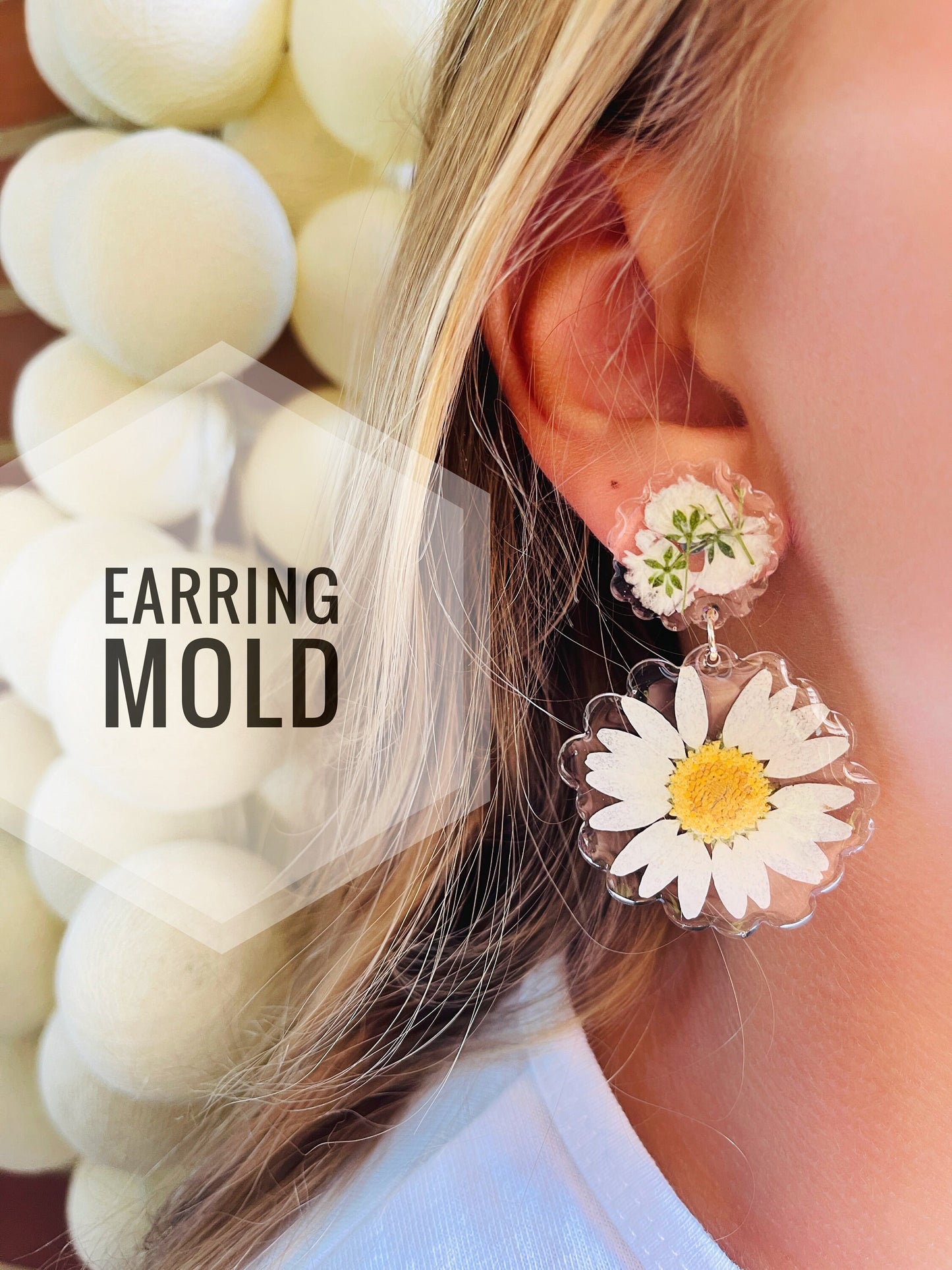 Silicone mold- earrings chamomiles . Mold for epoxy and UV resin.