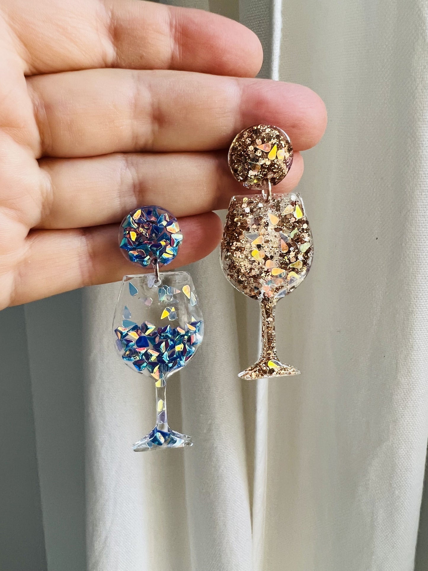 Silicone wineglass earrings. Mold for epoxy and UV resin. Super glossy resin form. Wineglass shaped jewelry earrings. Rubber form.
