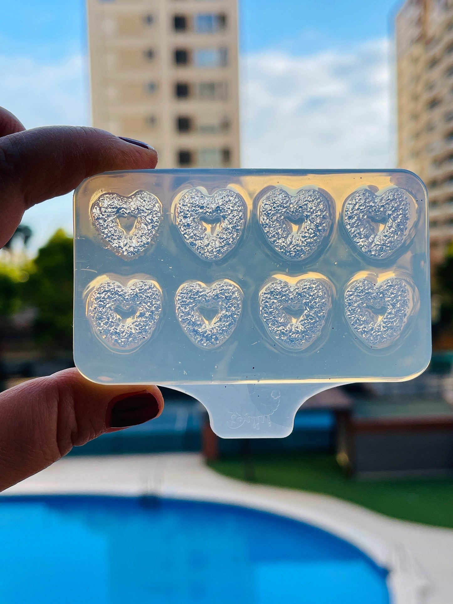 Earrings molds. Sugar hearts
