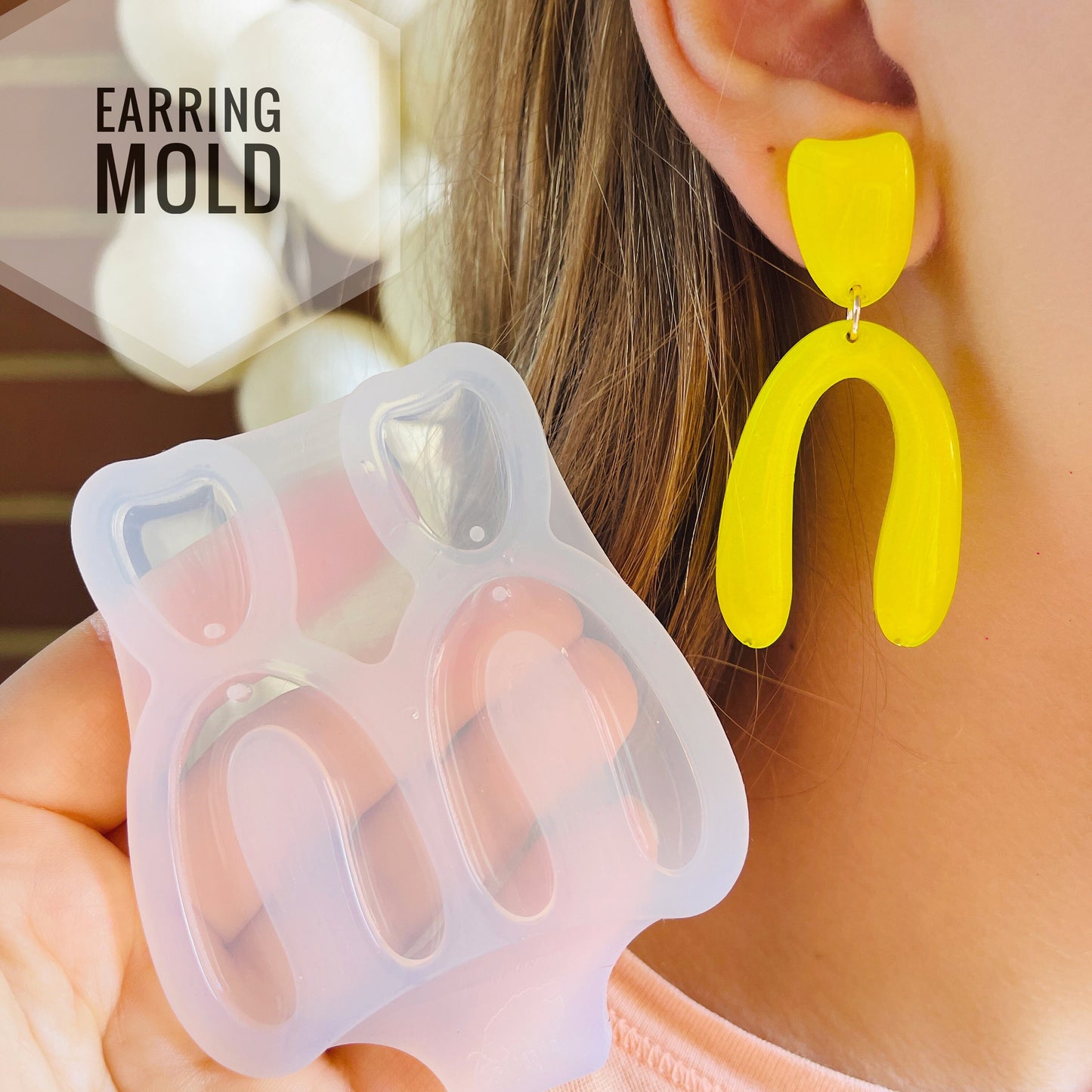 Moule en silicone pour boucles d'oreilles en forme d'arc. Moule pour résine époxy et UV. Moule en résine transparente et brillante. Boucles d'oreilles en forme d'arc.
