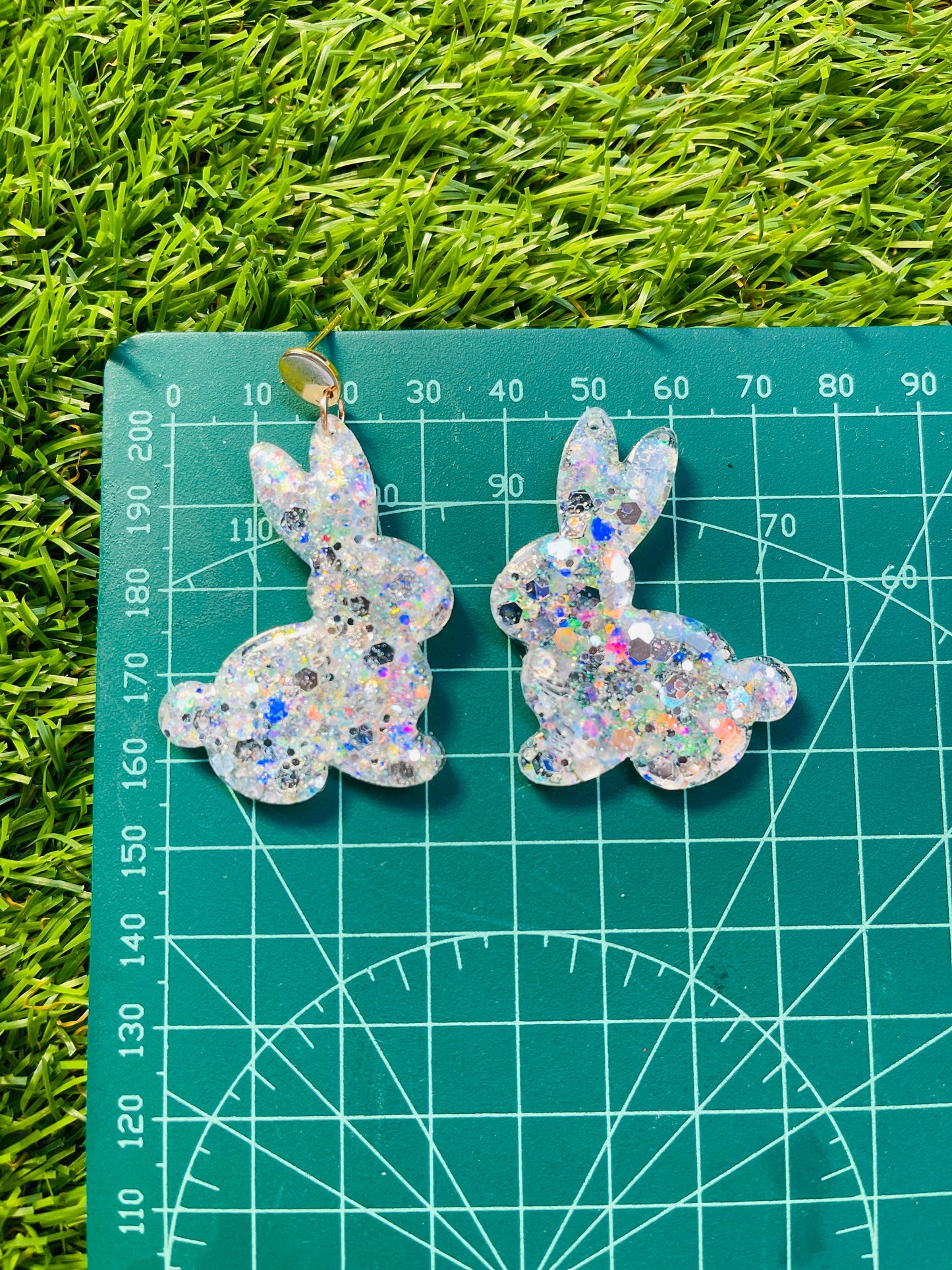 Earrings easter Rabbits 44 mm - Easter bunny silicone mold - Form for epoxy resin, uv resin