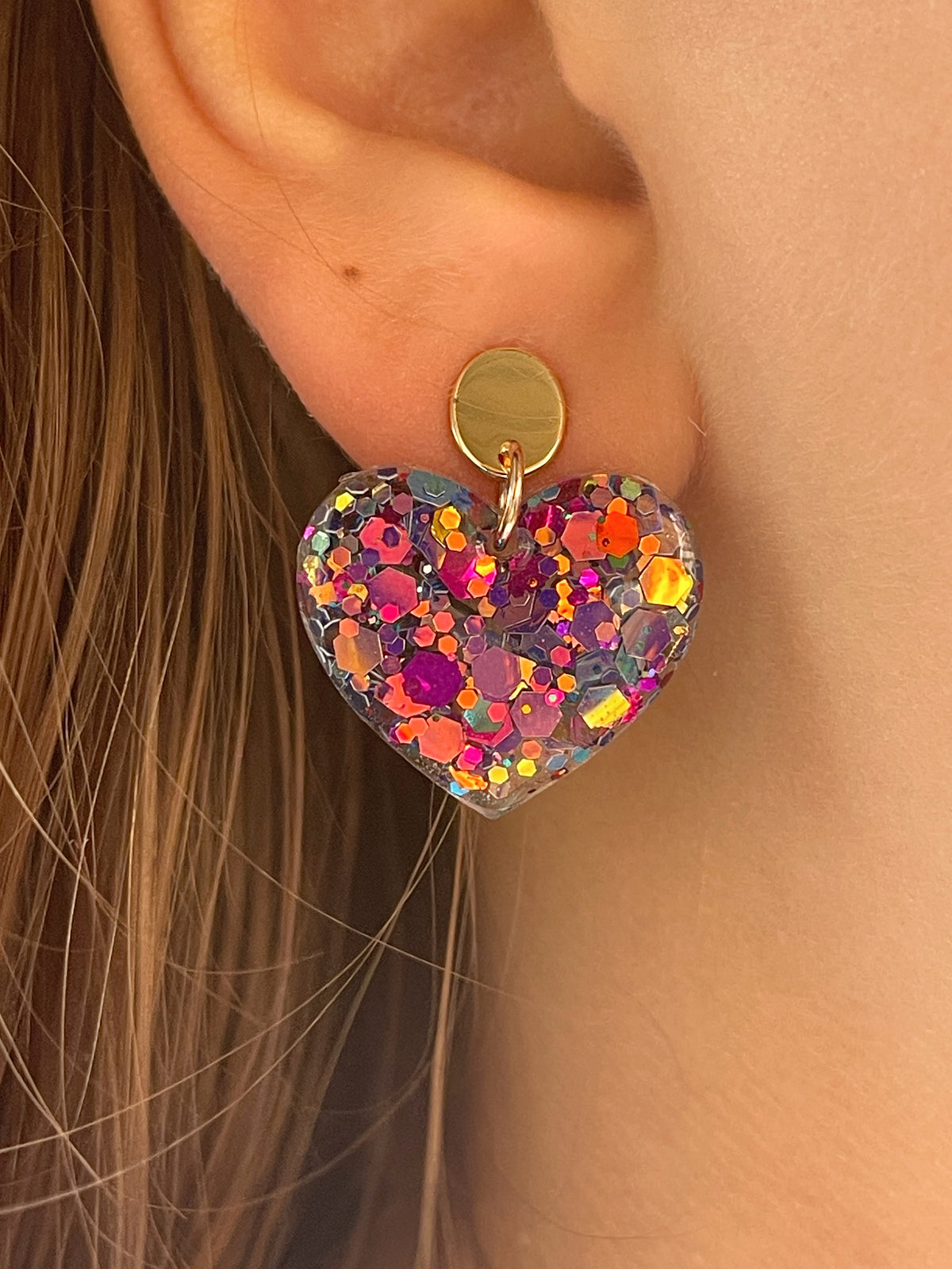 Boucles d'oreilles cœur en silicone de 3,81 cm (1 1/2 po). Moule pour résine époxy et UV.