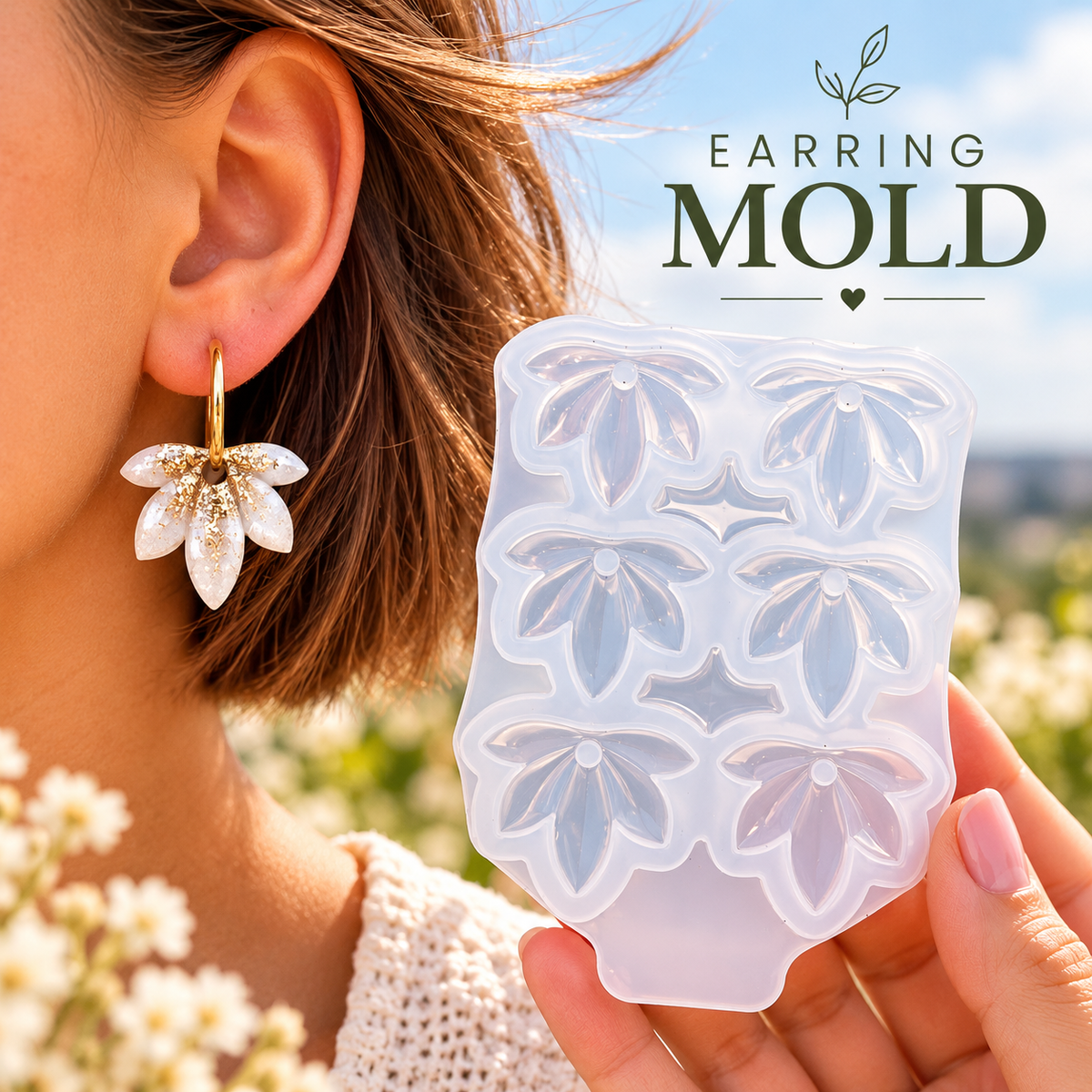 Boucles d'oreilles cœur en silicone de 3,81 cm (1 1/2 po). Moule pour résine époxy et UV.