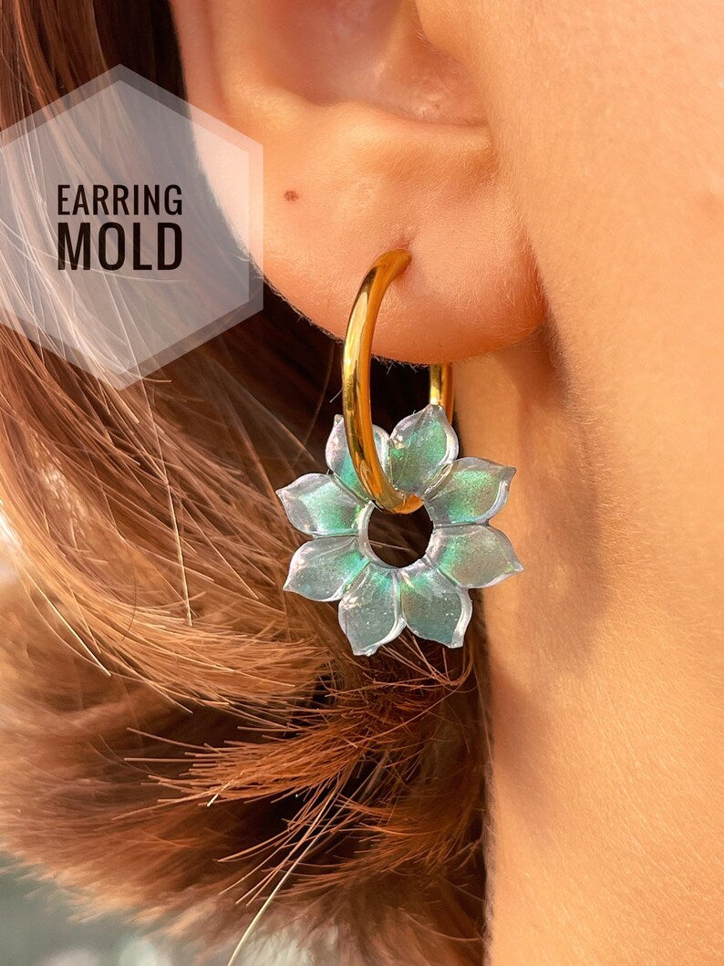 Flower Earring Silicone Mold – 12 Cavities, 20mm | Resin Jewelry Making