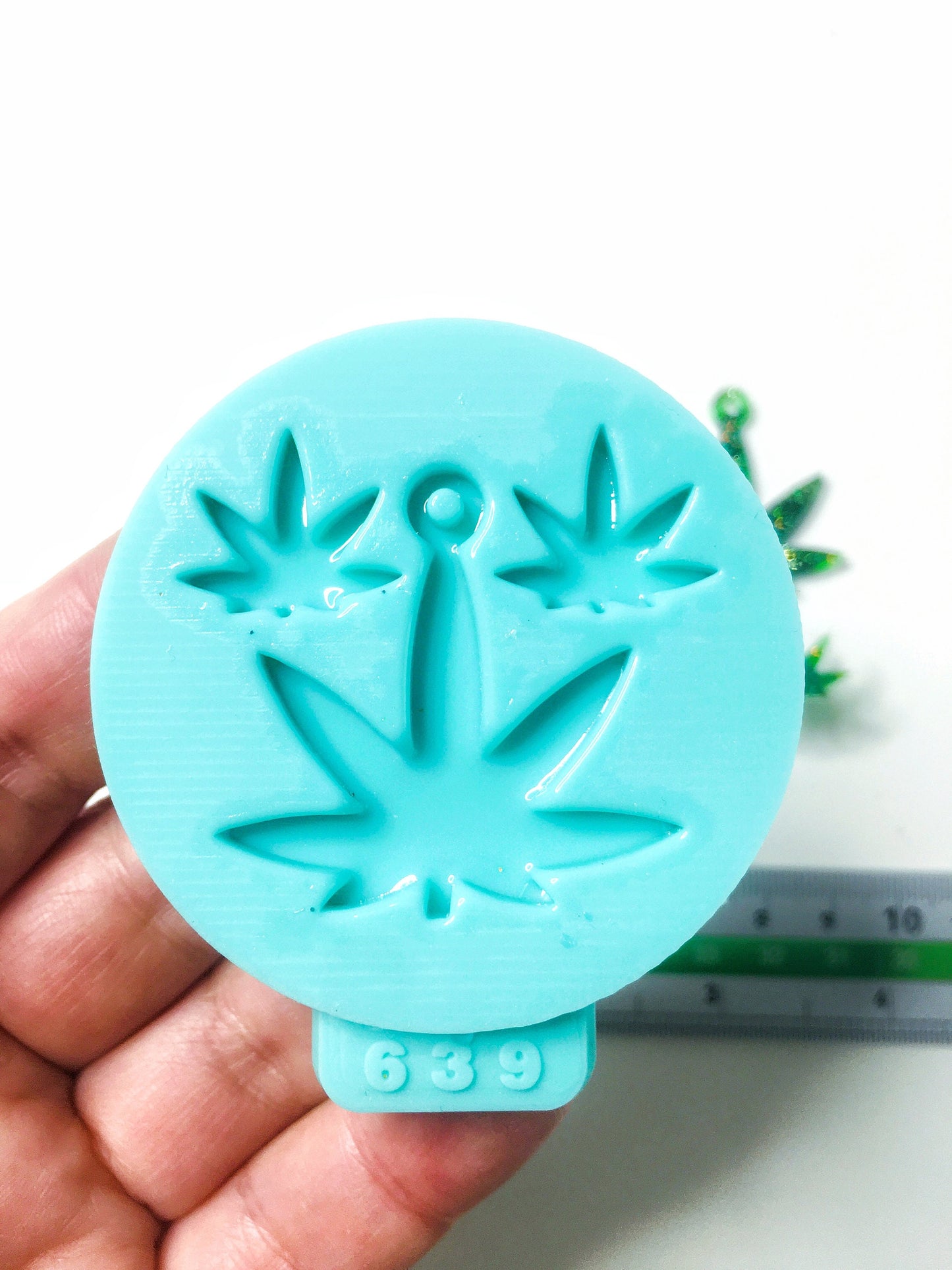 Set pendant & earrings Marijuana Ganja leaf Silicone mold. Jewelry diy mold pendant..Mold resin art. Super glossy resin mold.