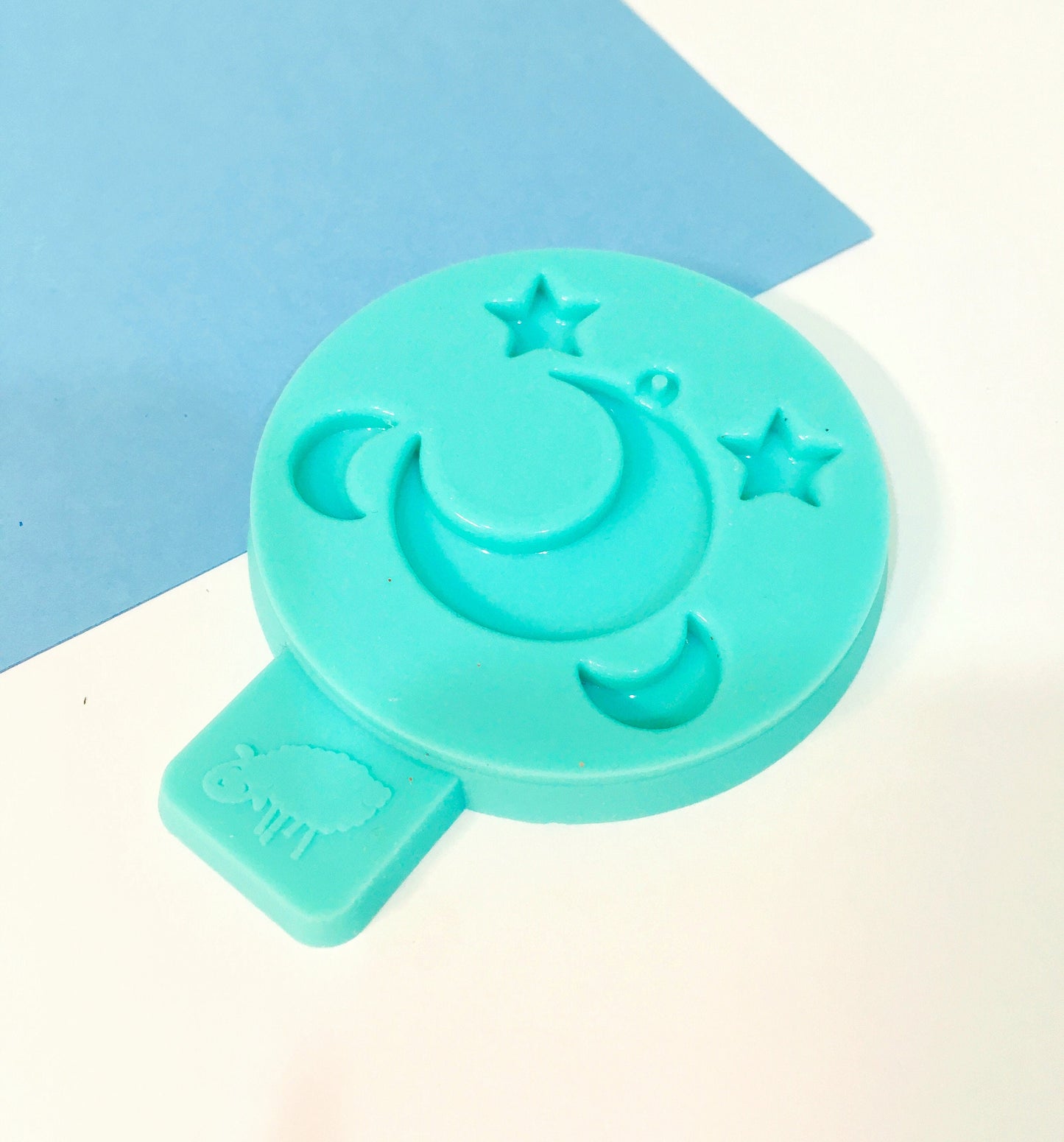 Mold crescent moon and star pendant  for epoxy. Set of pendant & stud earrings. Glossy mold. Jewelry form crescent moon and star pendant.