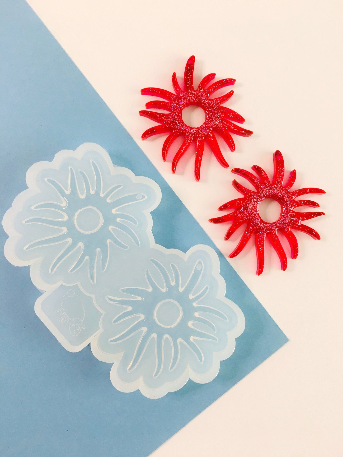 Silicone mold-earrings abstraction . Mold abstraction for epoxy and UV. Clear resin mold. Jewelry earrings form . Rubber mould abstraction.