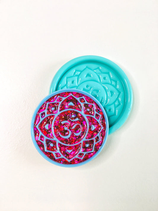 Silicone mold mandala om for epoxy. Mold resin art. Super glossy resin mold. DIY form for a symbol ohm. Jewelry diy mold pendant.