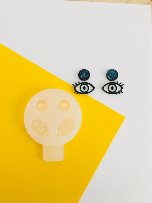 Silicone mold-earrings eyes . Mold eyes for epoxy. Super gloss resin mold. Jewelry earrings form . Rubber mould eyes.