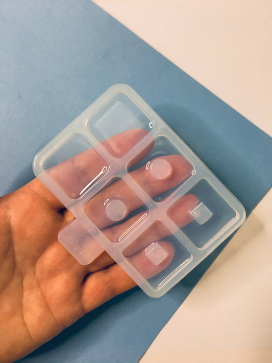 Silicone mold for earrings squares. Mold for epoxy and UV resin. Сlear glossy resin form. Squares shaped jewelry earrings.
