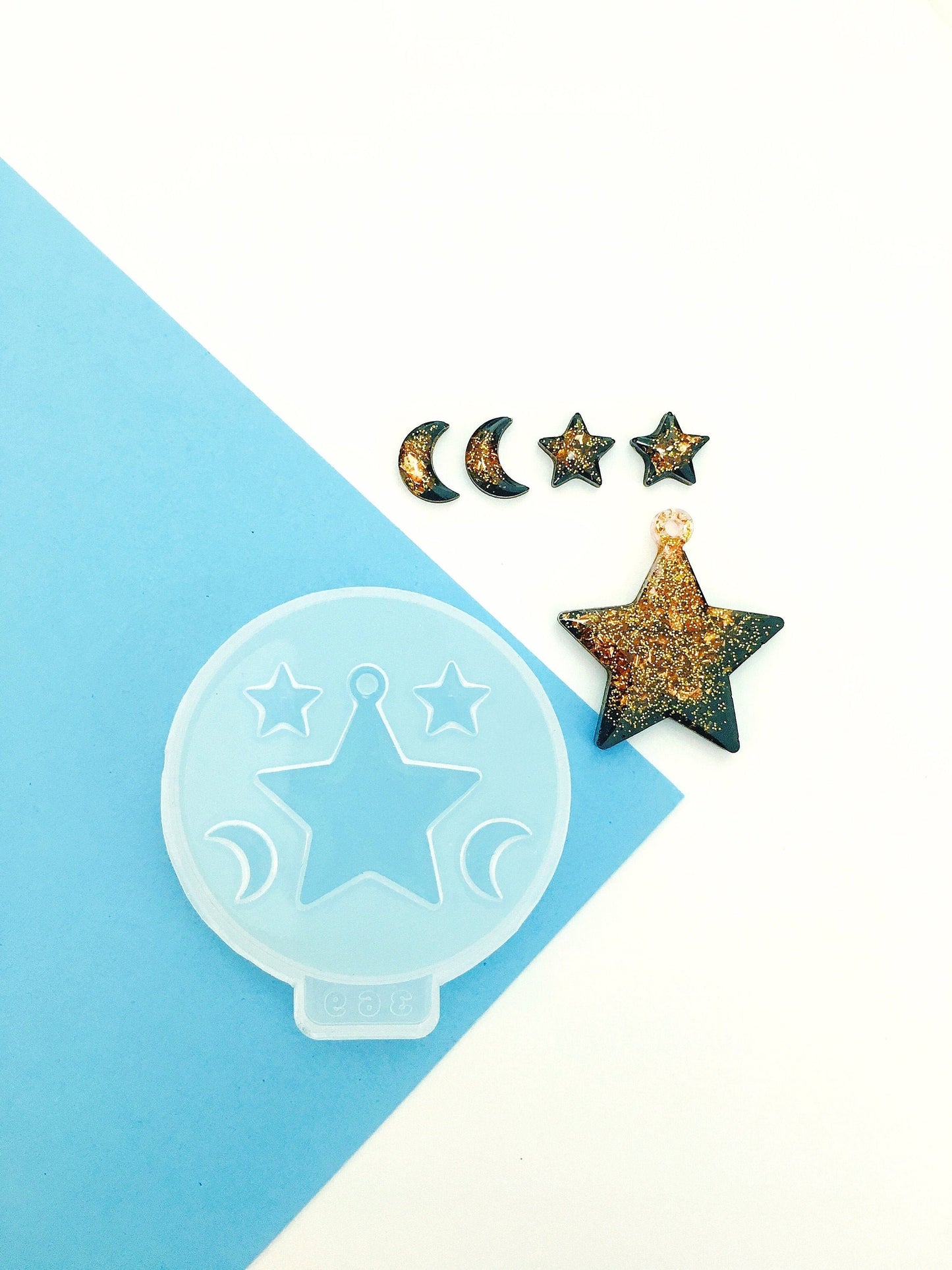 Mold pendant star  for epoxy. Set pendant & stud earrings. Super glossy resin mold. Jewelry diy form star pendant. Agate mold resin art.