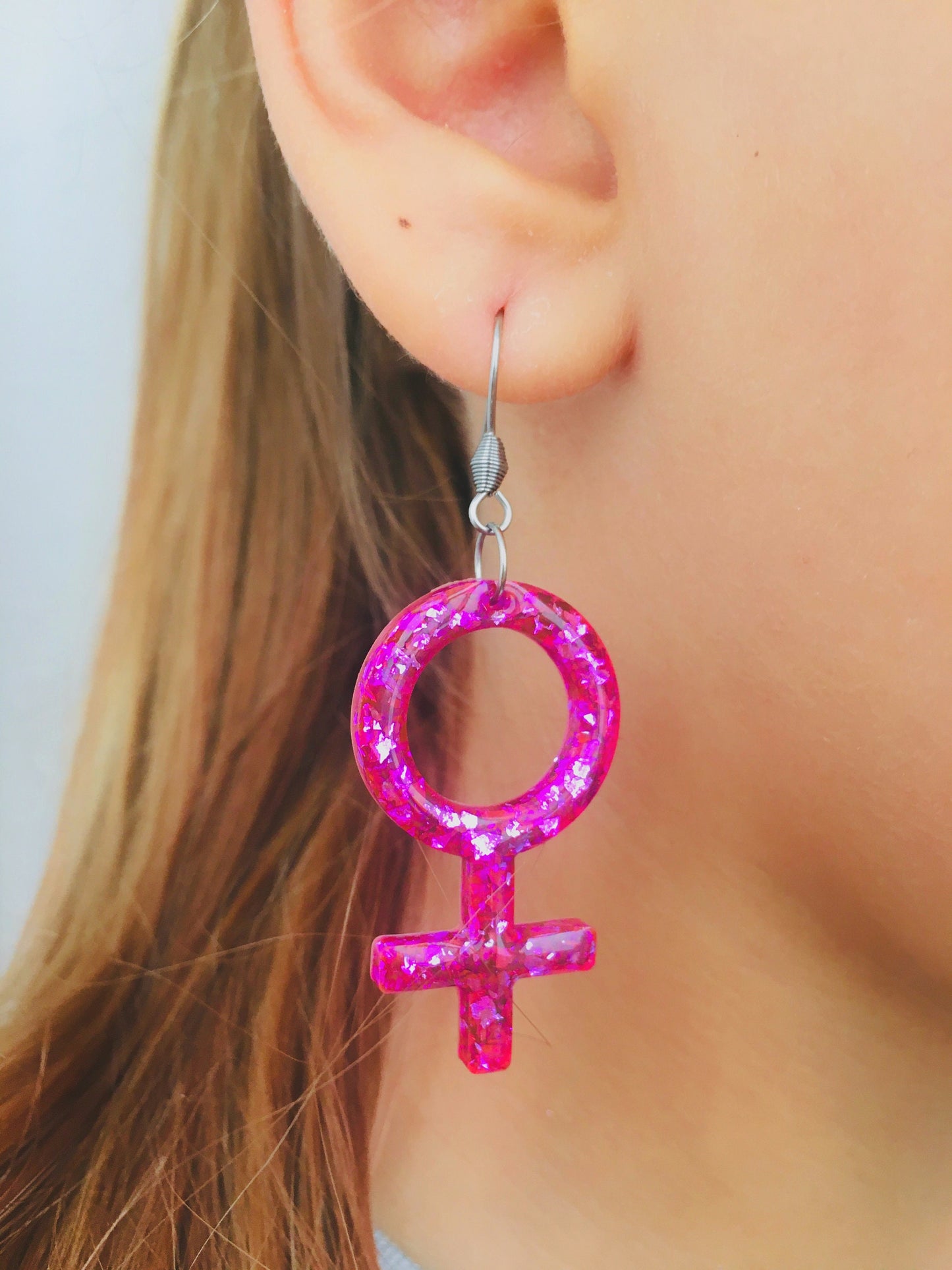 Earrings  Female Gender Symbol Mold. Silicone mold for epoxy and UV resin. Clear gloss resin from. Venus Sign Earrings