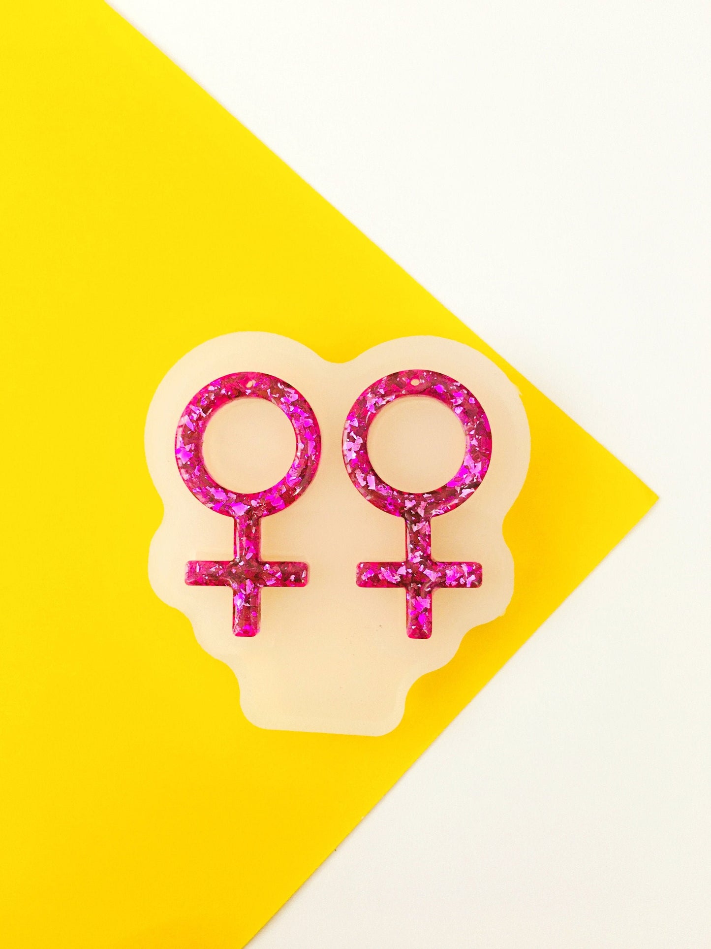 Earrings  Female Gender Symbol Mold. Silicone mold for epoxy and UV resin. Clear gloss resin from. Venus Sign Earrings