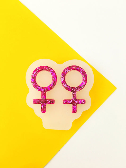 Earrings  Female Gender Symbol Mold. Silicone mold for epoxy and UV resin. Clear gloss resin from. Venus Sign Earrings