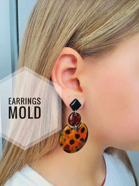 Silicone mold set earrings circles. Circles for epoxy and UV resin. Shape of earrings circles. Modern shaped jewelry earrings Rubber shape