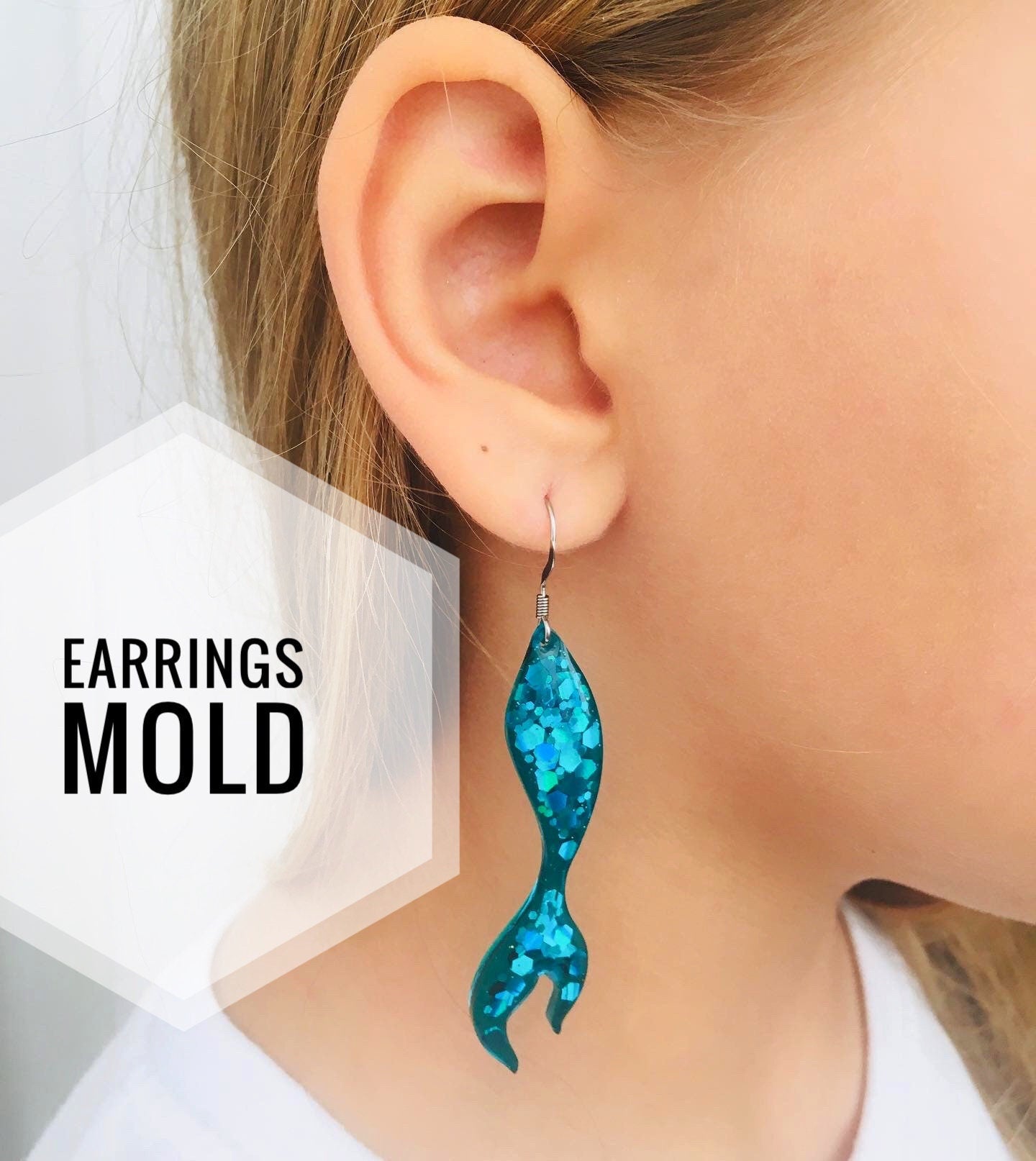 Silicone mold mermaid tail. Mold for earrings made of epoxy and UV resin. Earring pendant in the form of a fish. Molds for jewelry resin