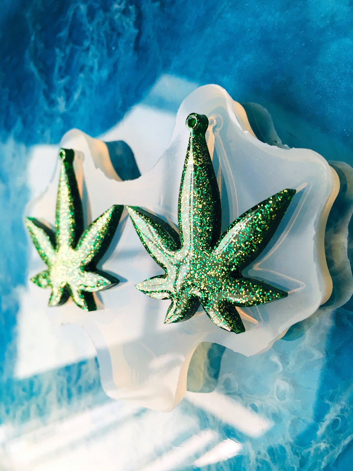 Cannabis mold for UV resin. Set  earrings Marijuana Ganja leaf Silicone mold. Jewelry diy mold. Mold resin art. Super glossy resin uv mold.