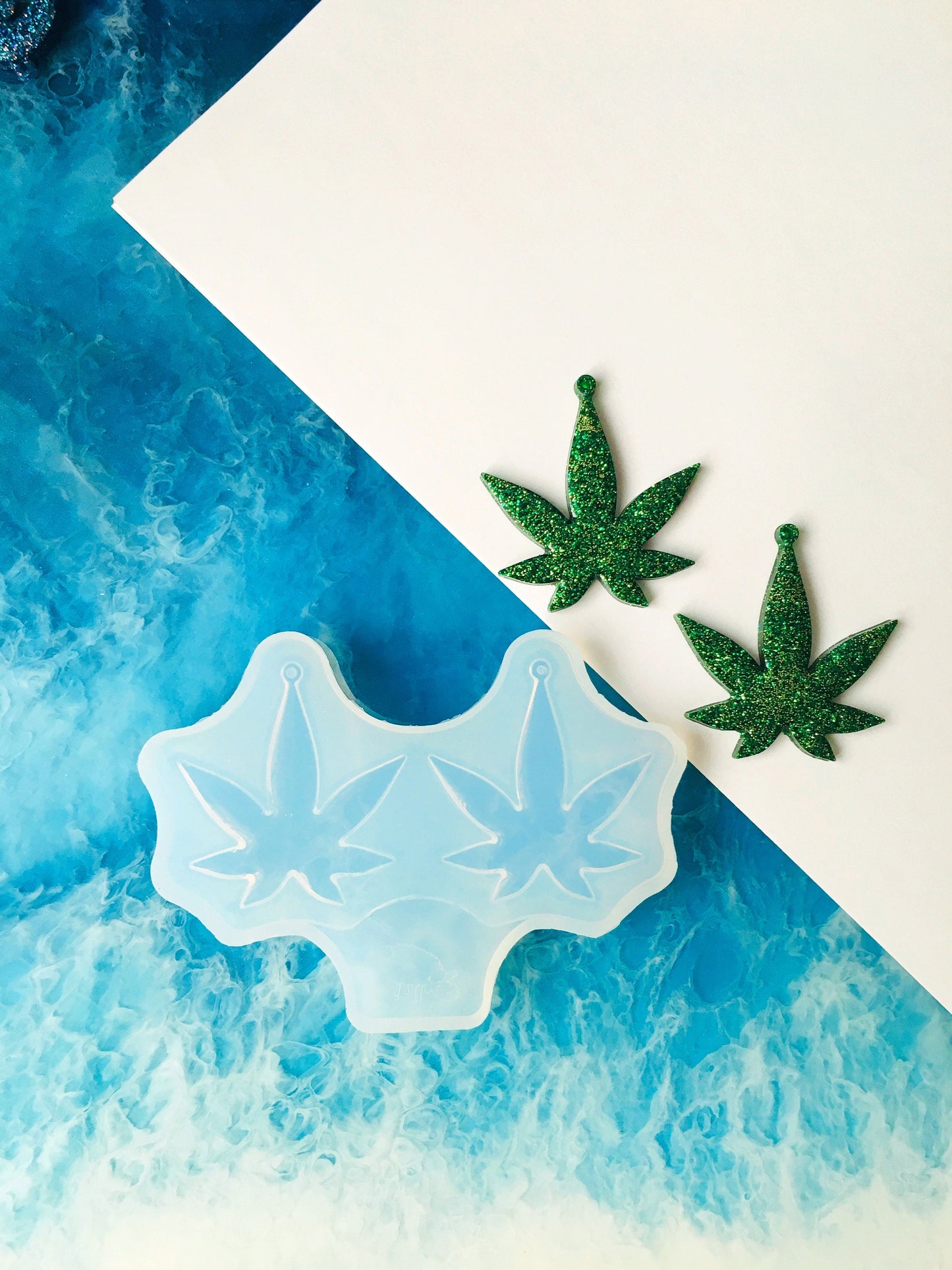 Cannabis mold for UV resin. Set  earrings Marijuana Ganja leaf Silicone mold. Jewelry diy mold. Mold resin art. Super glossy resin uv mold.