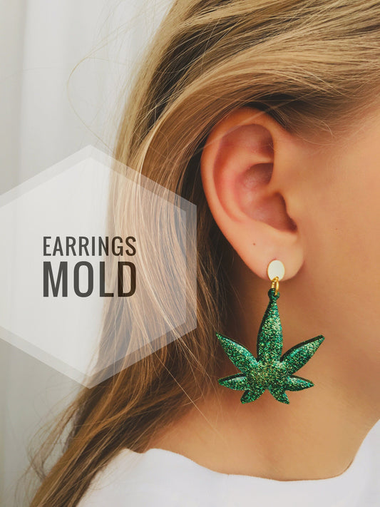 Cannabis mold for UV resin. Set  earrings Marijuana Ganja leaf Silicone mold. Jewelry diy mold. Mold resin art. Super glossy resin uv mold.