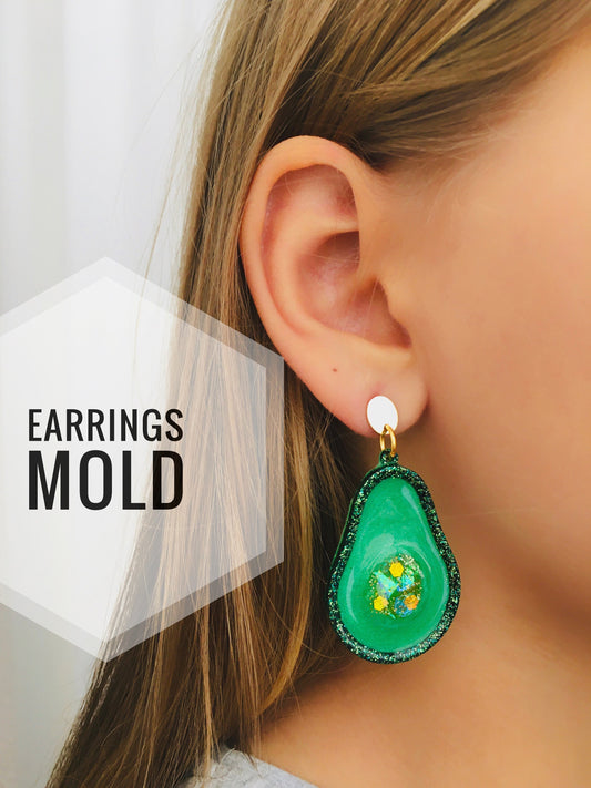 Silicone Mold Halves Avocado. Avocado earrings for epoxy and UV resin. Halves Avocado Form. Resin jewelry earrings.