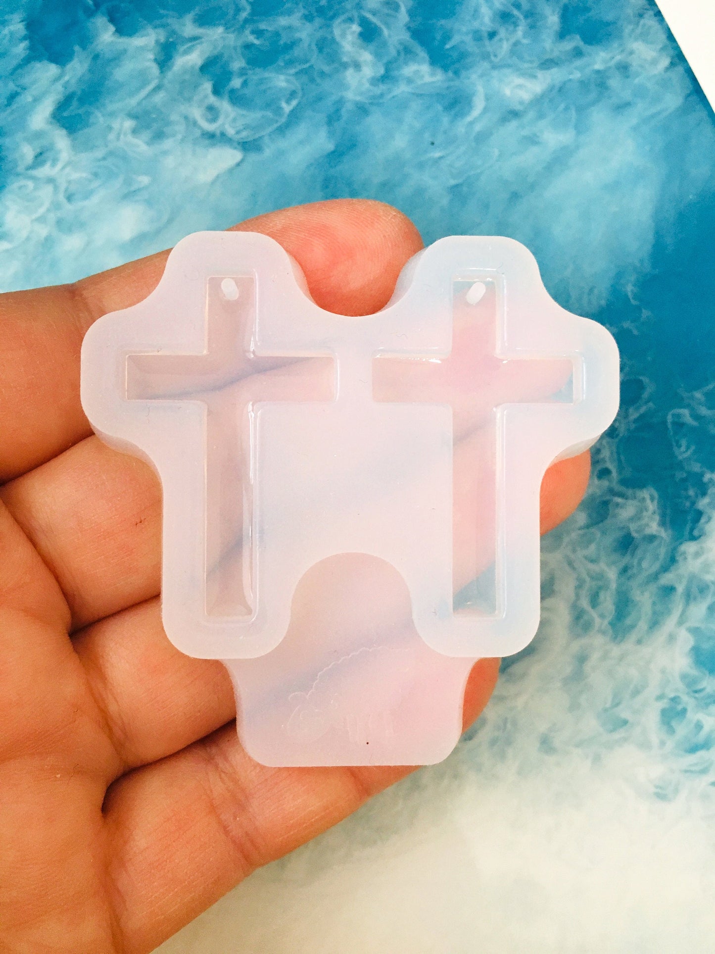 Silicone molds crosses earrings. Mold cross for UV and epoxy. Super glossy resin form. Jewelry shape of the cross. Rubber cross shape.