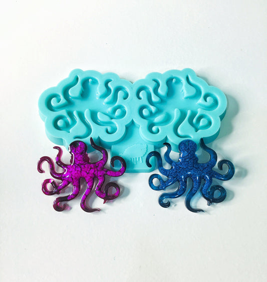 Silicone mold-earrings octopus. Mold octopus for epoxy. Super gloss resin mold. Jewelry earrings form . Rubber mould octopus.