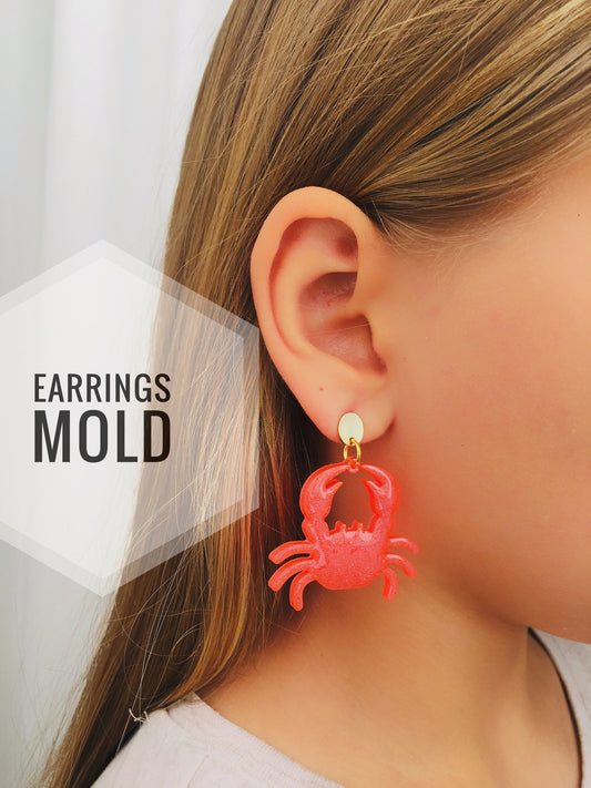 Earrings-crab Mold. Silicone mold for epoxy and UV resin. Clear gloss crab from resin  . Сrab Earrings. Set of do-it-yourself earrings.