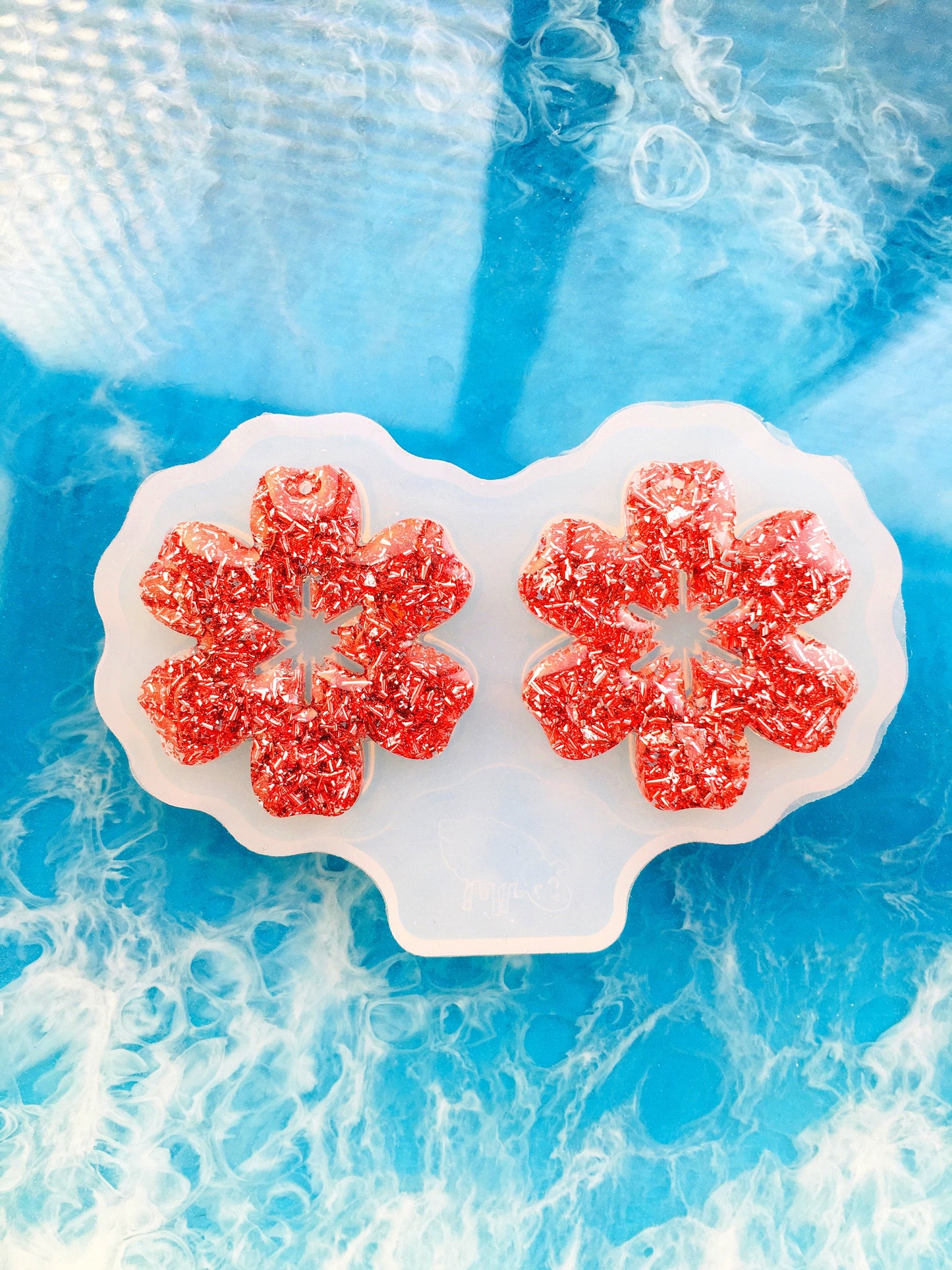 Mold flower for uv and epoxy. Set of earrings. Super glossy resin mold. Jewelry diy form flower pendant.