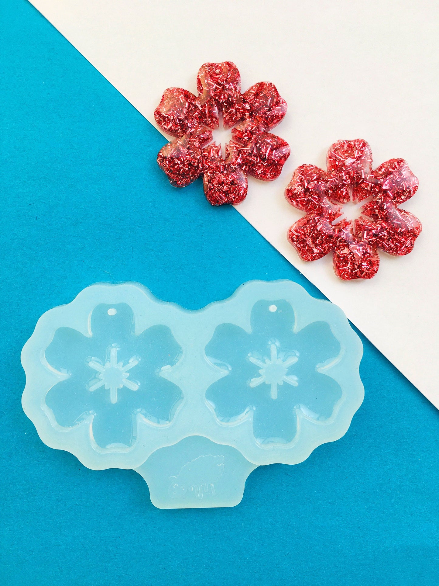 Mold flower for uv and epoxy. Set of earrings. Super glossy resin mold. Jewelry diy form flower pendant.
