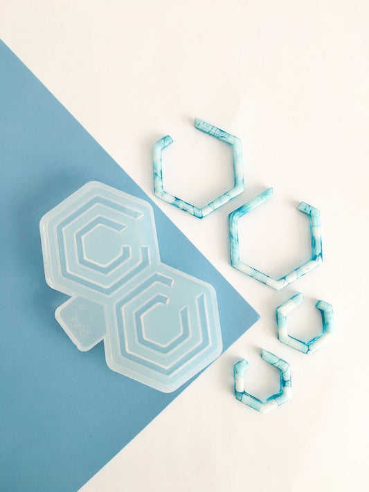 Silicone mold hexagon earrings  . Mold hexagon for epoxy and UV resin. Super gloss resin mold. Jewelry earrings form . Rubber mould hexagon.