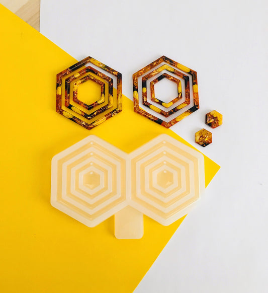 Silicone mold hexagon earrings  . Mold hexagon for epoxy. Super gloss resin mold. Jewelry earrings form . Rubber mould hexagon.