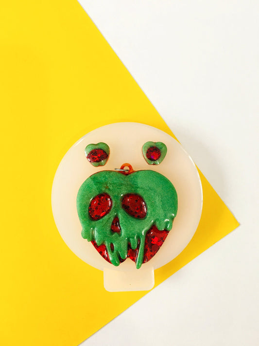 Poison Apple Silicone Mold for epoxy. Set pendant & stud earrings. Super glossy resin mold. Jewelry diy form star pendant Poison Apple .