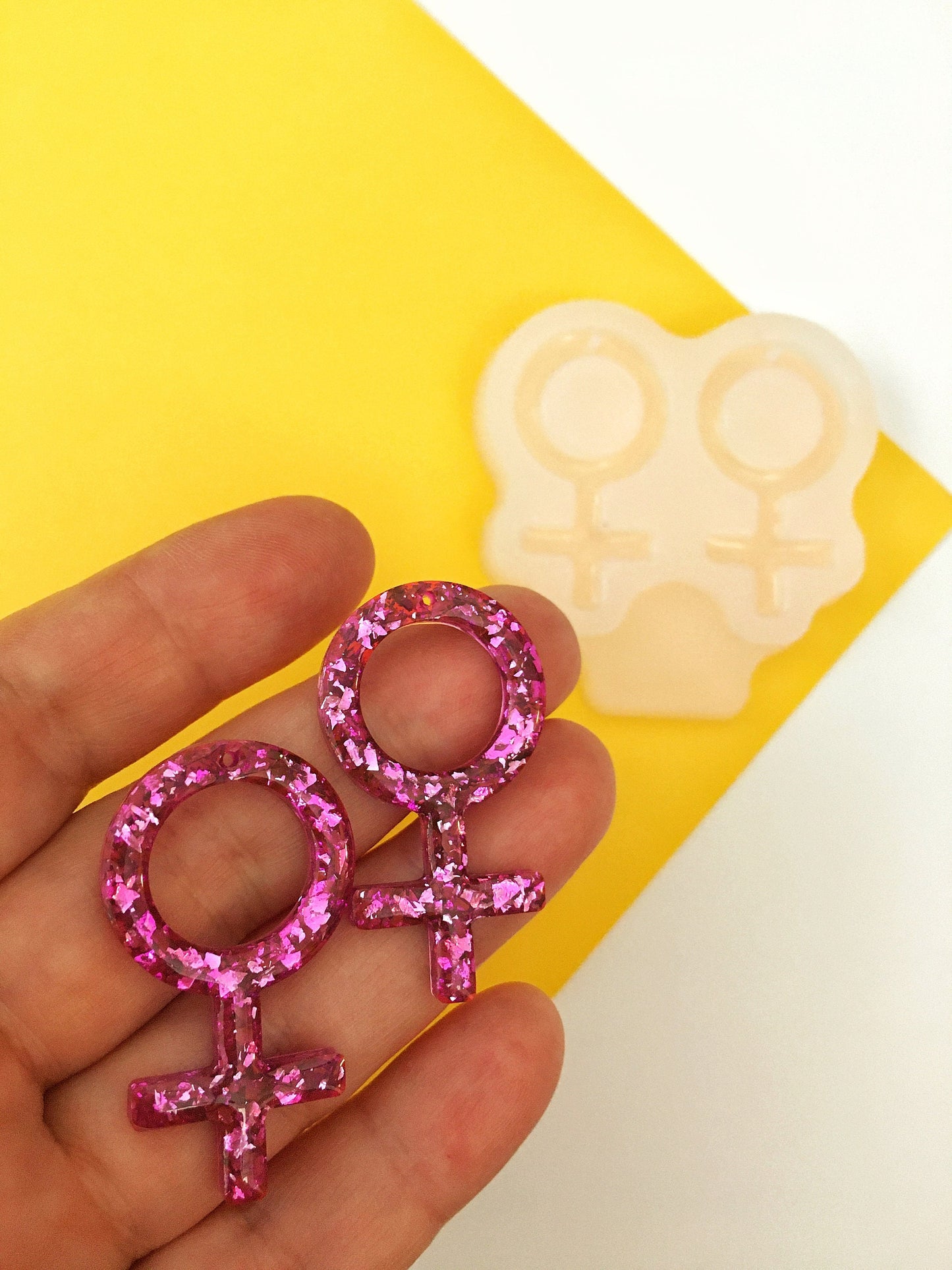 Earrings  Female Gender Symbol Mold. Silicone mold for epoxy and UV resin. Clear gloss resin from. Venus Sign Earrings
