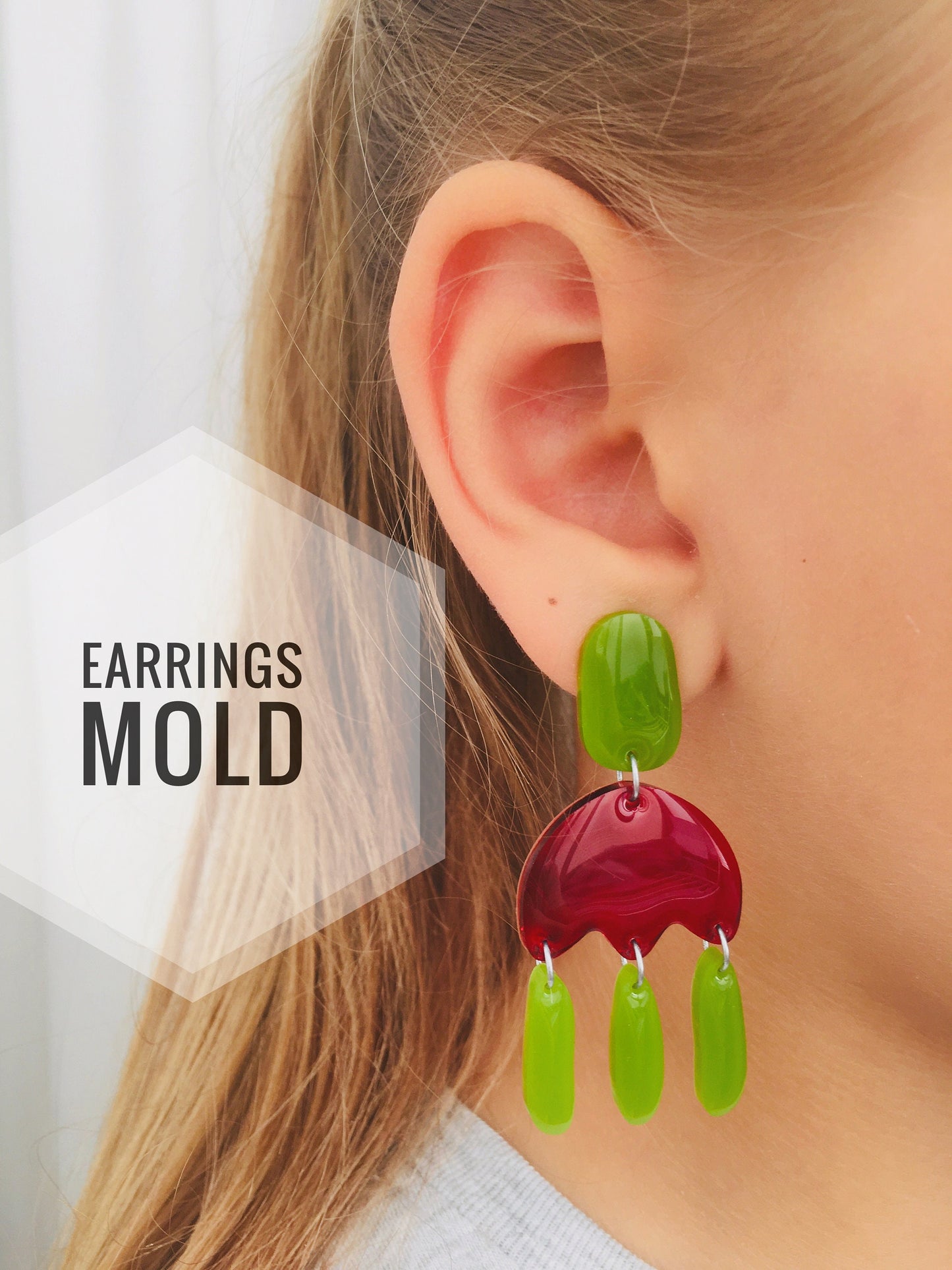 Silicone mold free-form earrings  . Mold for UV and epoxy resin. Super gloss resin mold. Jewelry earrings free-form . Rubber mould.