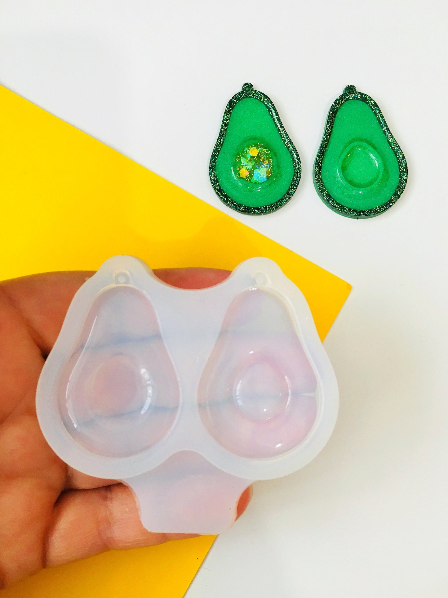 Silicone Mold Halves Avocado. Avocado earrings for epoxy and UV resin. Halves Avocado Form. Resin jewelry earrings.