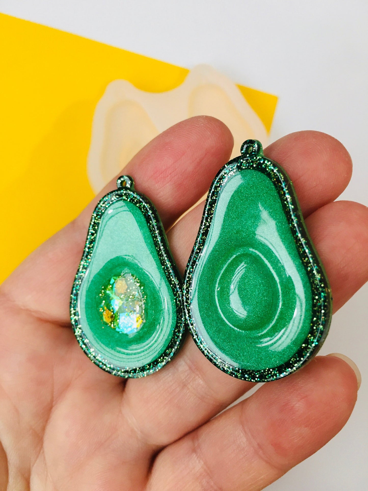 Silicone Mold Halves Avocado. Avocado earrings for epoxy and UV resin. Halves Avocado Form. Resin jewelry earrings.