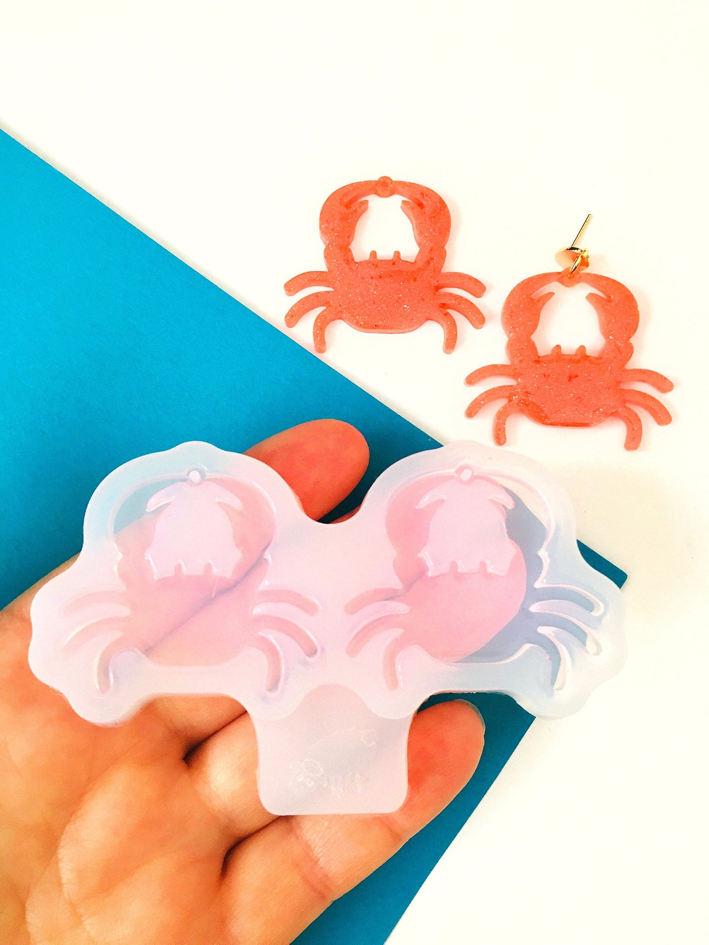Earrings-crab Mold. Silicone mold for epoxy and UV resin. Clear gloss crab from resin  . Сrab Earrings. Set of do-it-yourself earrings.