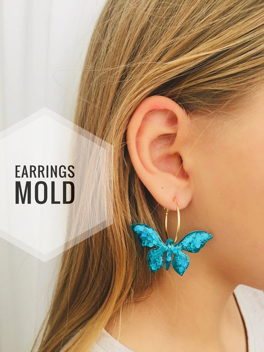 Mold silicone butterflies. Butterflies earrings mold  for epoxy and UV resin. Butterflies Form. Resin jewelry earrings.