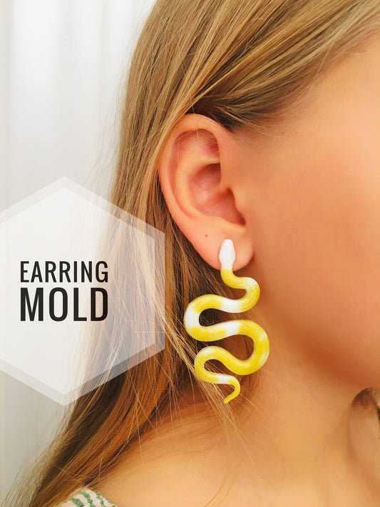Mold snake earrings-stud. Silicone mold for epoxy and UV resin. Transparent glossy snake shape. Viper earrings-stud. DIY earrings