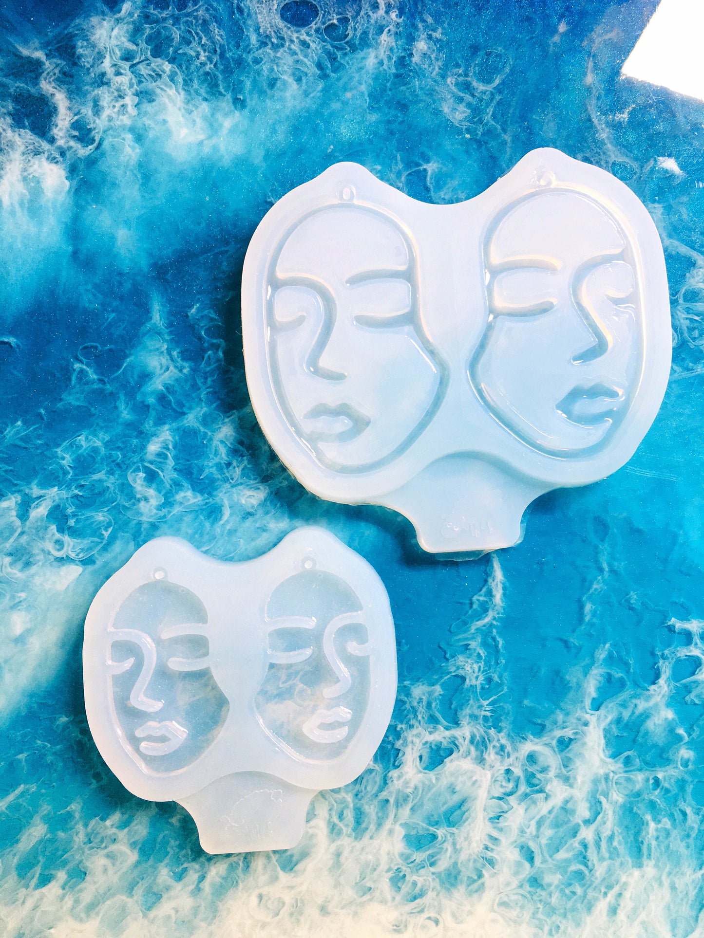 Mold for UV resin. Women face earrings mold XL. Silicone mold for epoxy and UV resin.Clear gloss resin.Jewelry earrings.Female face Earrings