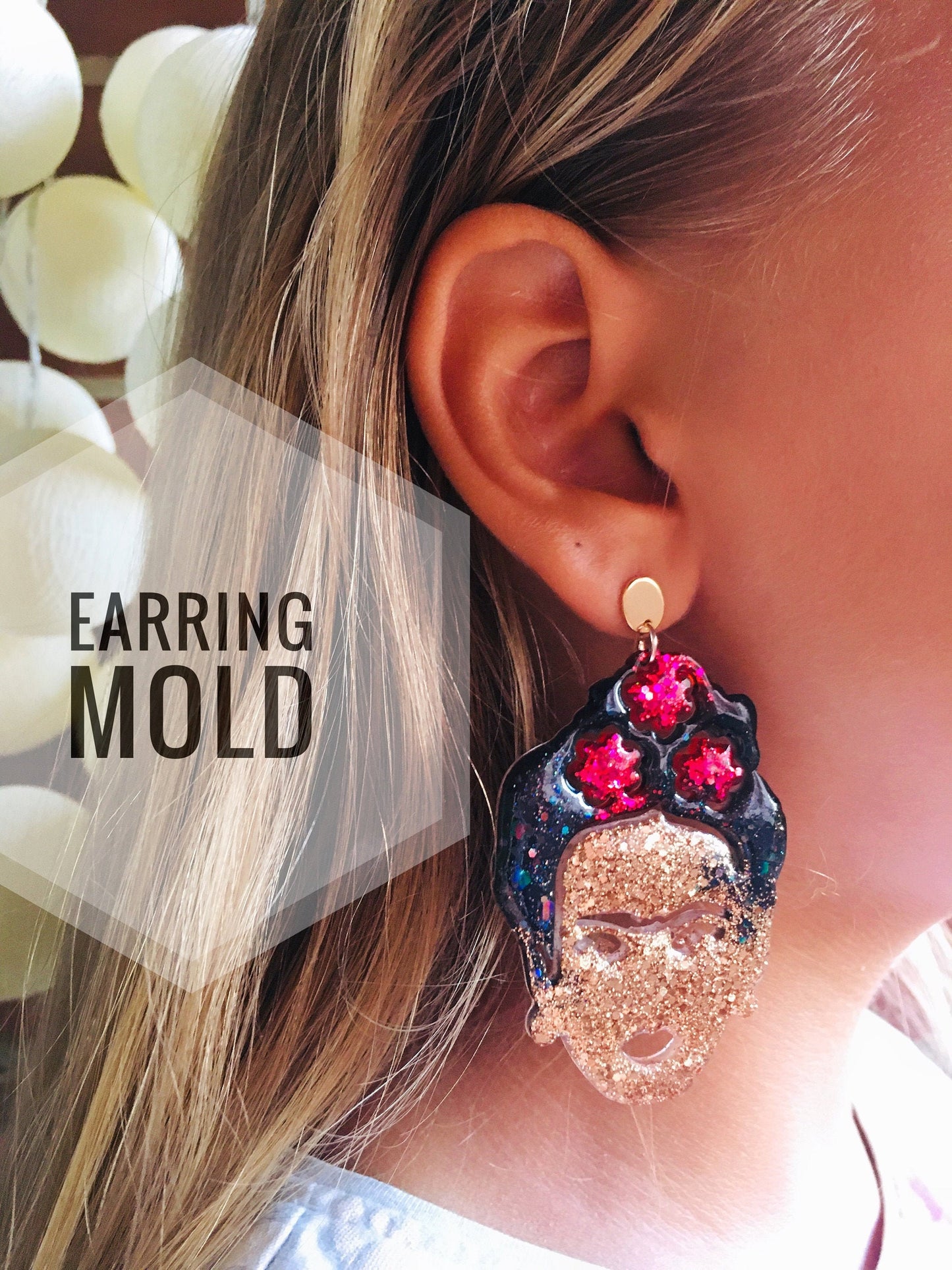 Frida Kahlo. Silicone mold for epoxy and UV resin earrings mold.