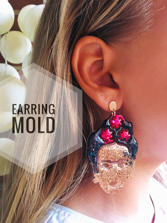 Frida Kahlo. Silicone mold for epoxy and UV resin earrings mold.