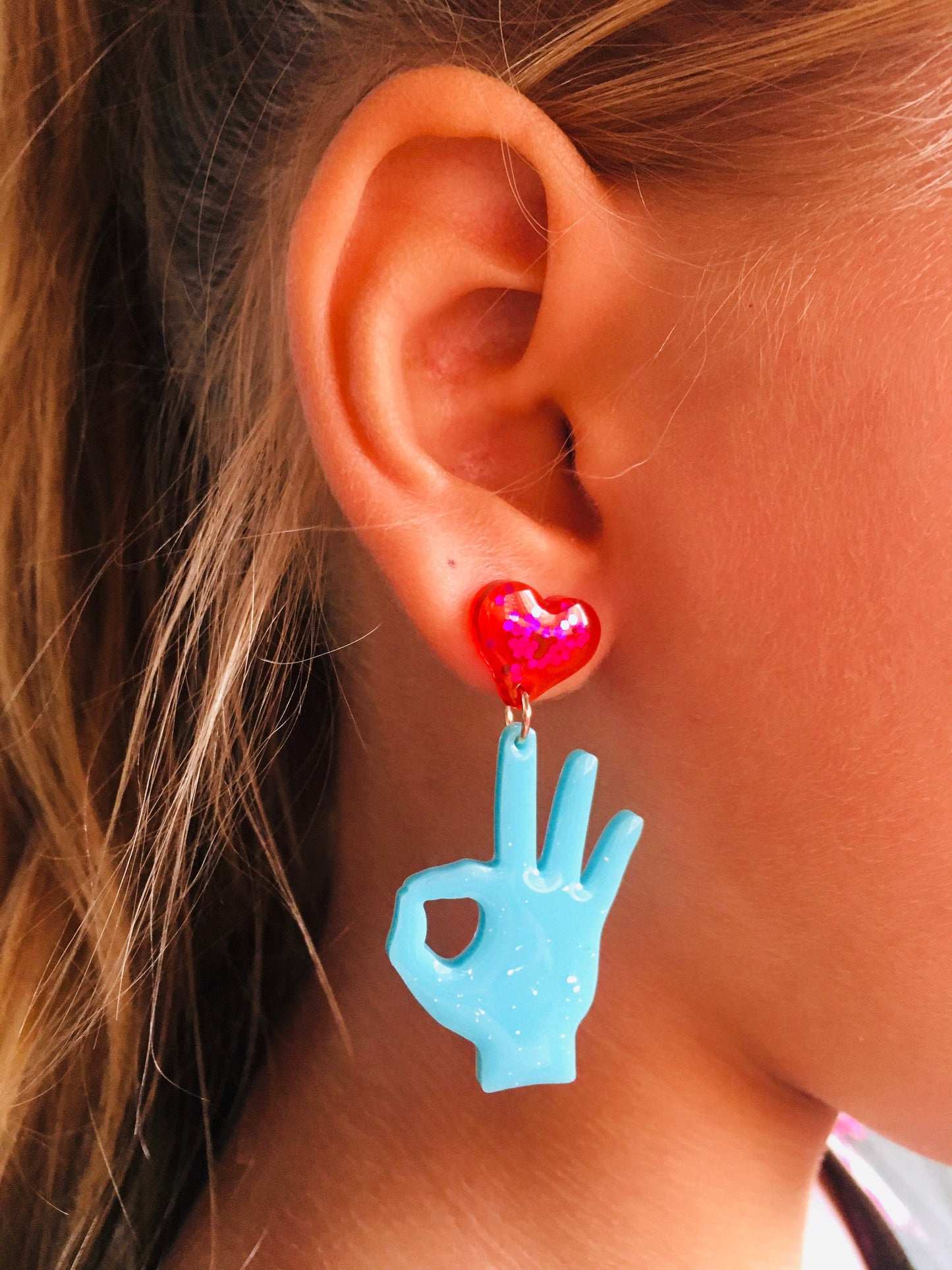 Palm, OK sign. Silicone mold for epoxy resin earrings.