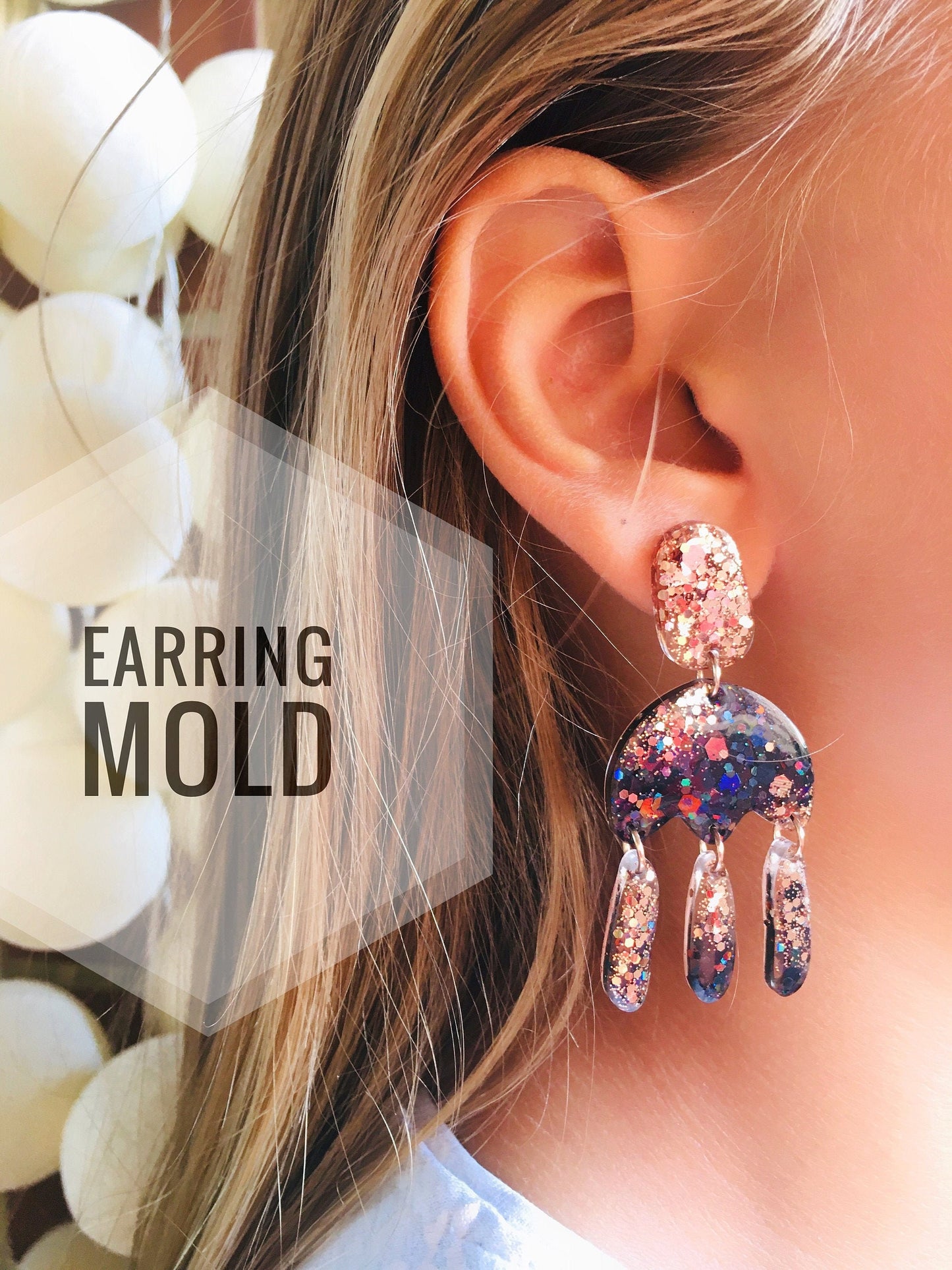 Silicone mold free-form earrings  . Mold for UV and epoxy resin. Super gloss resin mold. Jewelry earrings free-form . Rubber mould.