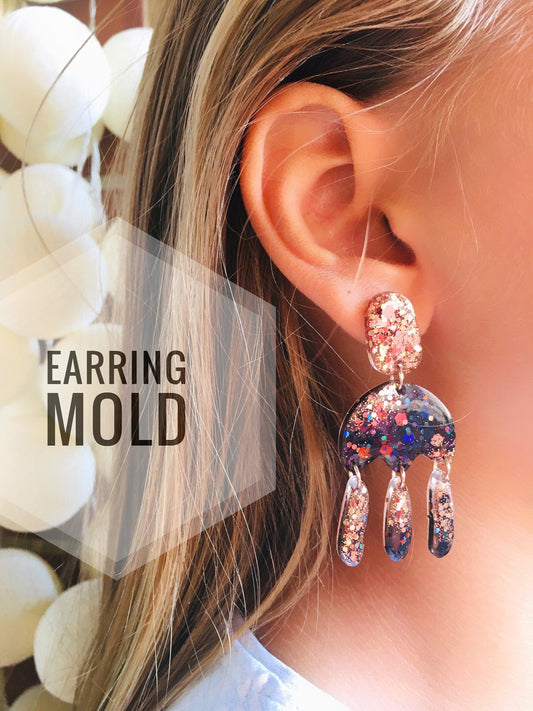 Silicone mold free-form earrings  . Mold for UV and epoxy resin. Super gloss resin mold. Jewelry earrings free-form . Rubber mould.