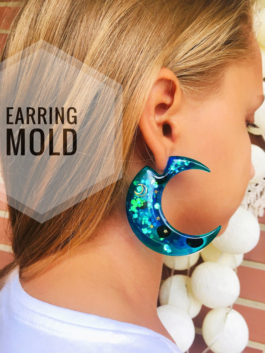 XL Mold crescent moon for UV resin.Set earrings crescent moon . The size is big.