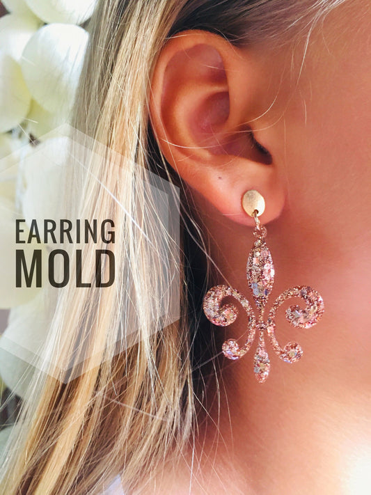 Mold for earrings in the form of a royal lily. Form for epoxy or UV resin.
