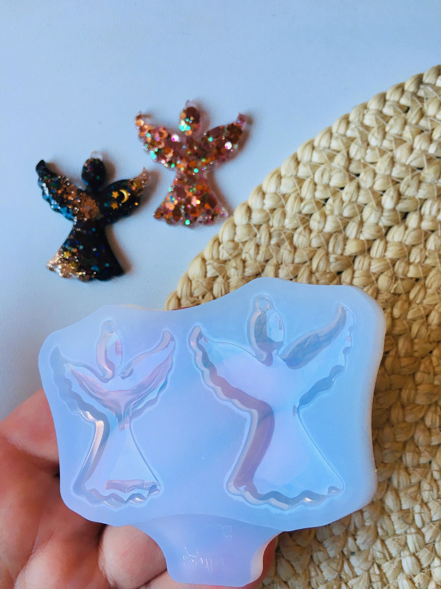 Christmas angel. Silicone mold for epoxy resin earrings.